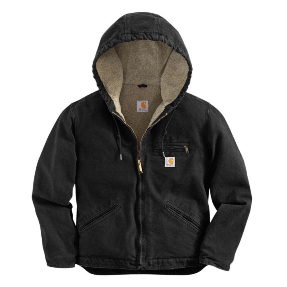 Carhartt Faded Black Sandstone Sherpa-Lined Sierra Hooded Jacket Women's XS